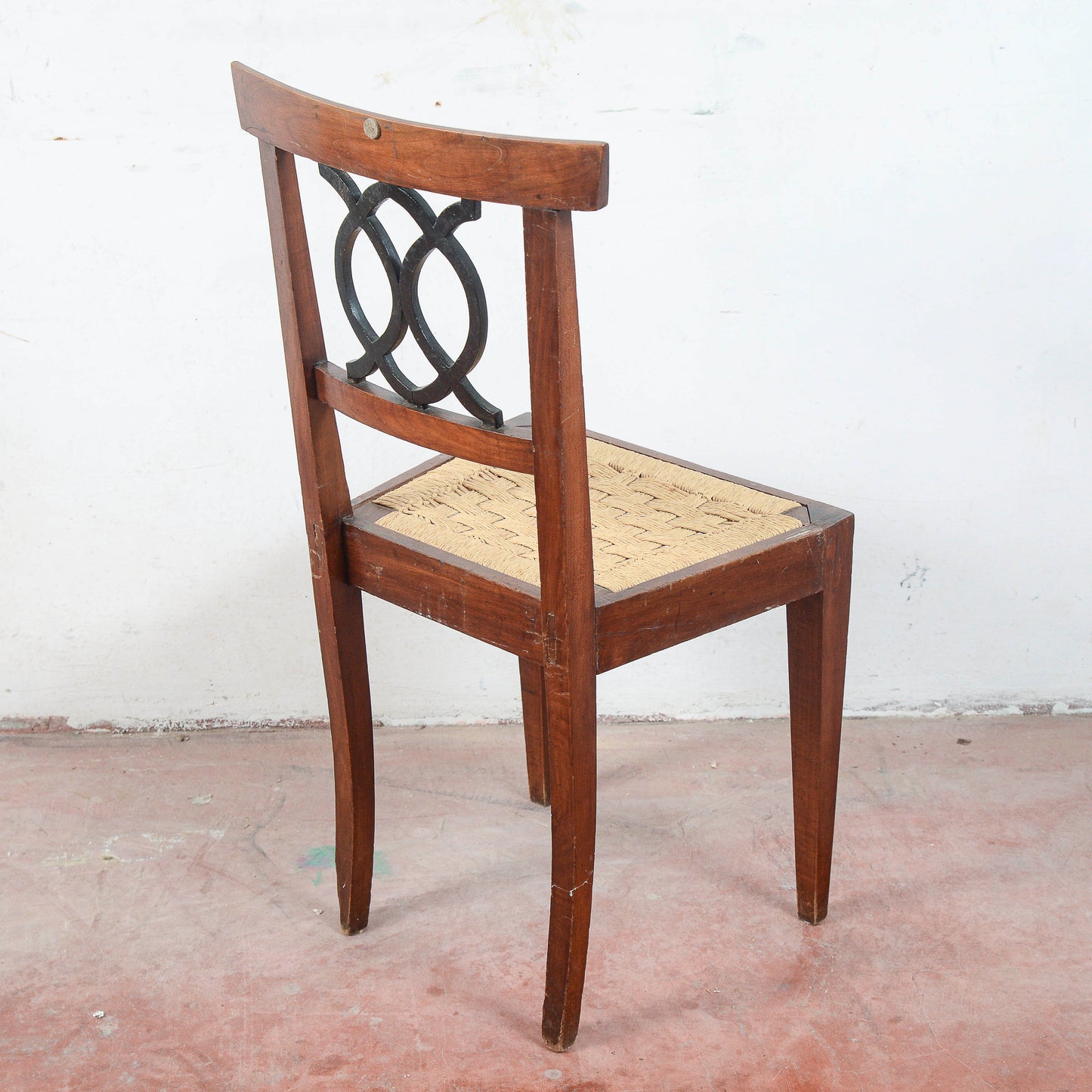 Sedia in stile 700 con seduta in rafia misure 46.5 x 44 x h 96 x h sed 48