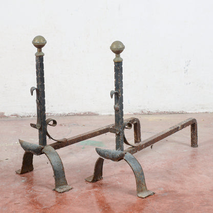 Coppia alari da camino in ferro