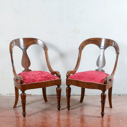 Coppia sedie poltroncine tessuto rosso da rivestire