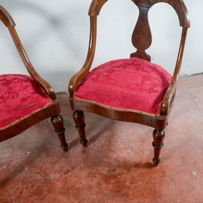 Coppia sedie poltroncine tessuto rosso da rivestire