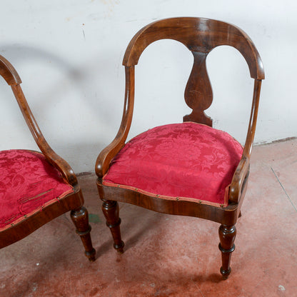 Coppia sedie poltroncine tessuto rosso da rivestire
