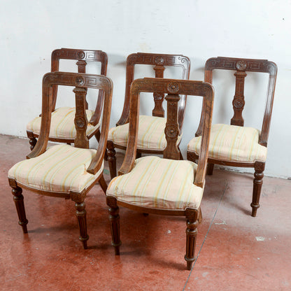 Set 5 sedie poltroncine  intagliate