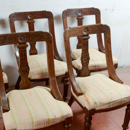 Set 5 sedie poltroncine  intagliate