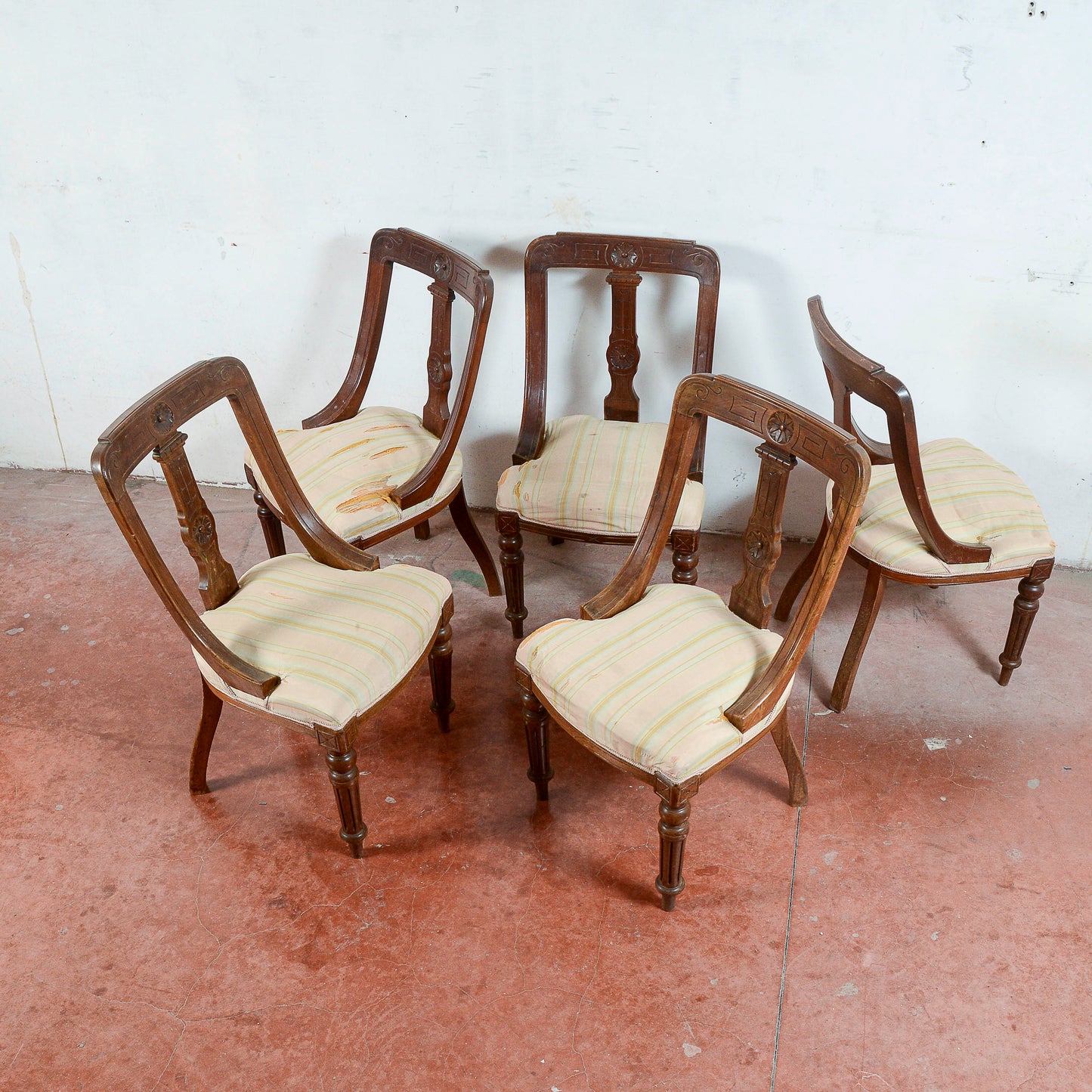 Set 5 sedie poltroncine  intagliate