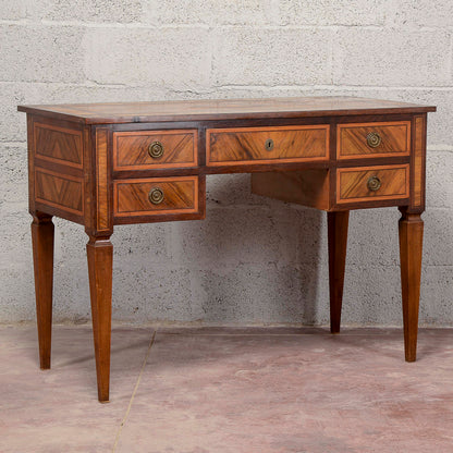 Scrivania cassetti intarsi epoca stile 700