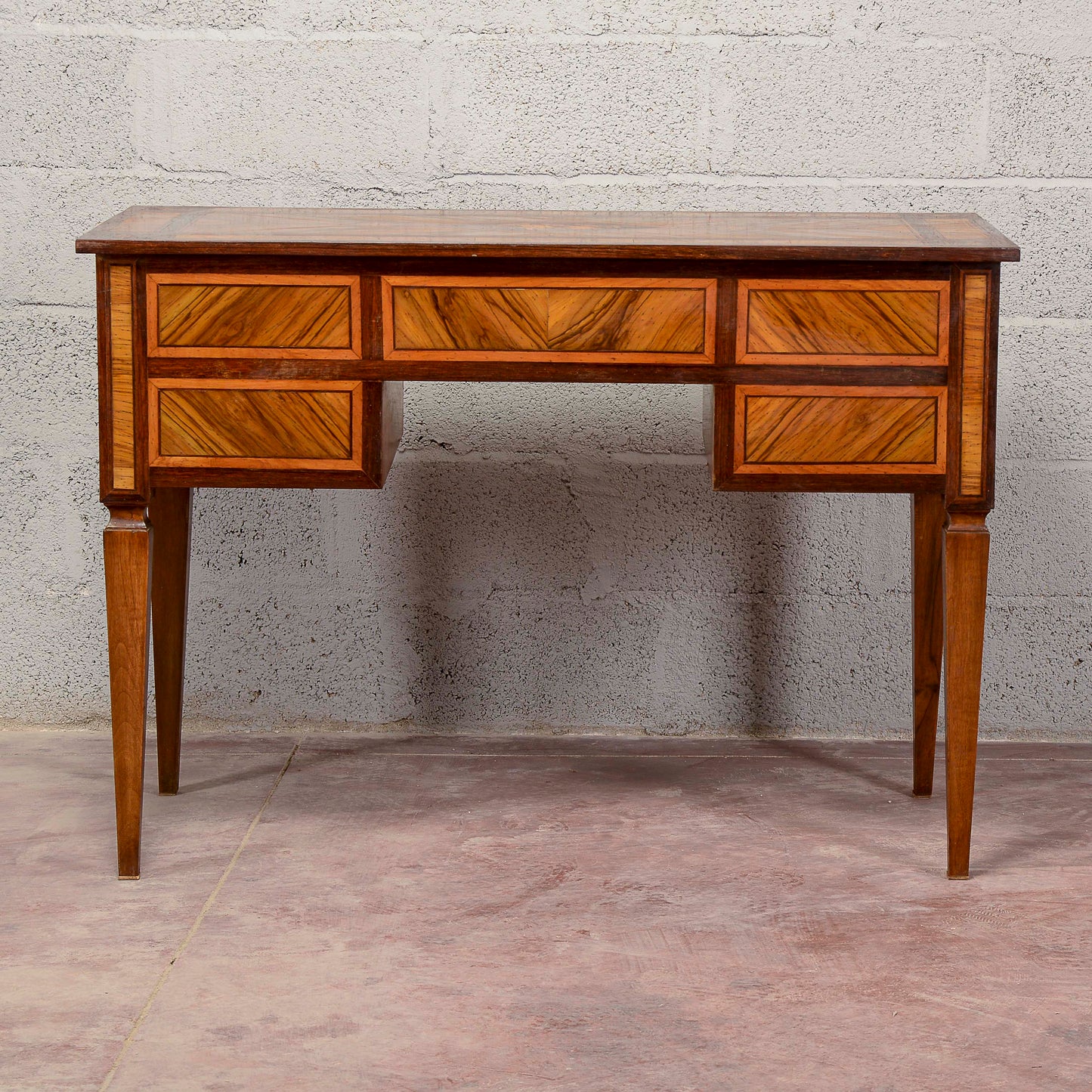 Scrivania cassetti intarsi epoca stile 700