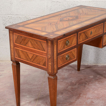 Scrivania cassetti intarsi epoca stile 700