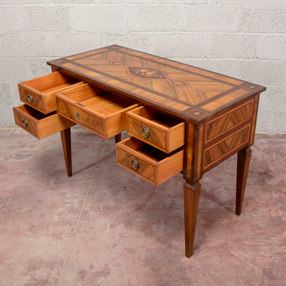 Scrivania cassetti intarsi epoca stile 700