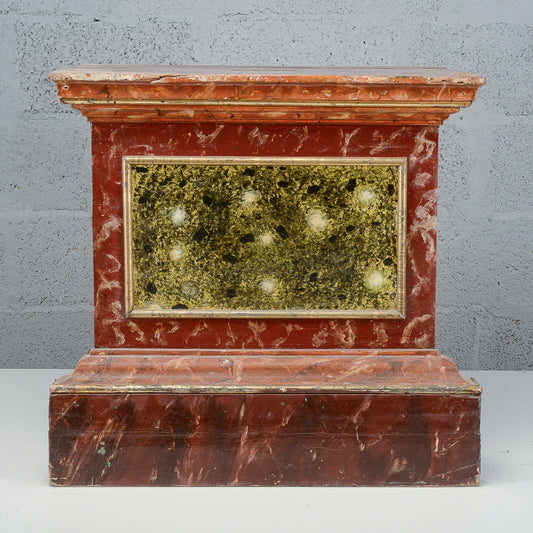 Sgabello laccato base rosso e verde epoca XVIII secolo