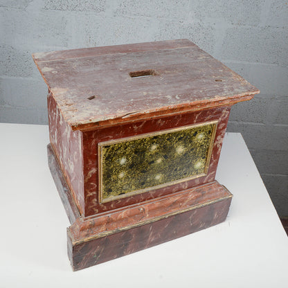 Sgabello laccato base rosso e verde epoca XVIII secolo