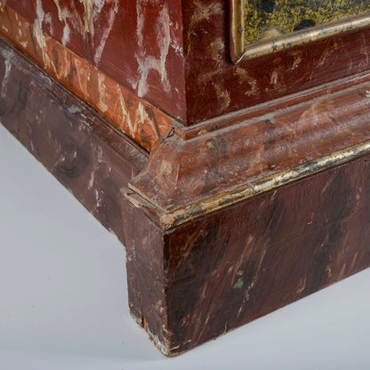 Sgabello laccato base rosso e verde epoca XVIII secolo