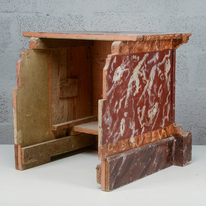 Sgabello laccato base rosso e verde epoca XVIII secolo