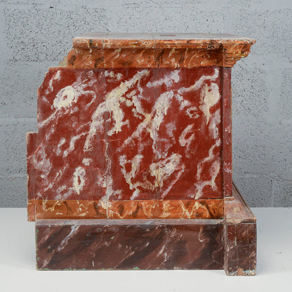 Sgabello laccato base rosso e verde epoca XVIII secolo