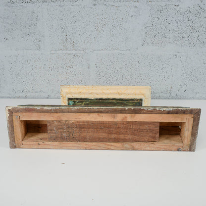 Piedistallo base legno laccata finto marmo bianco verde XVIII secolo