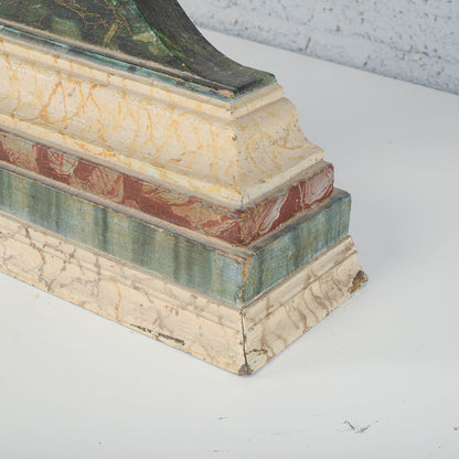 Piedistallo base legno laccata finto marmo bianco verde XVIII secolo