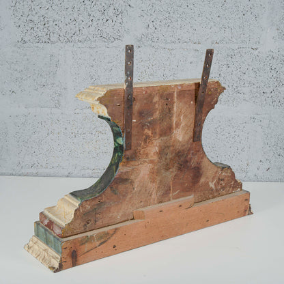 Piedistallo base legno laccata finto marmo bianco verde XVIII secolo