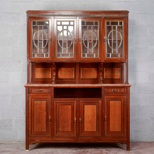 Credenza a due corpi vetrina e piano in marmo