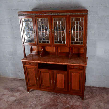 Credenza a due corpi vetrina e piano in marmo