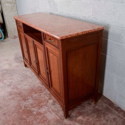 Credenza 4 ante e vano a giorno piano marmo