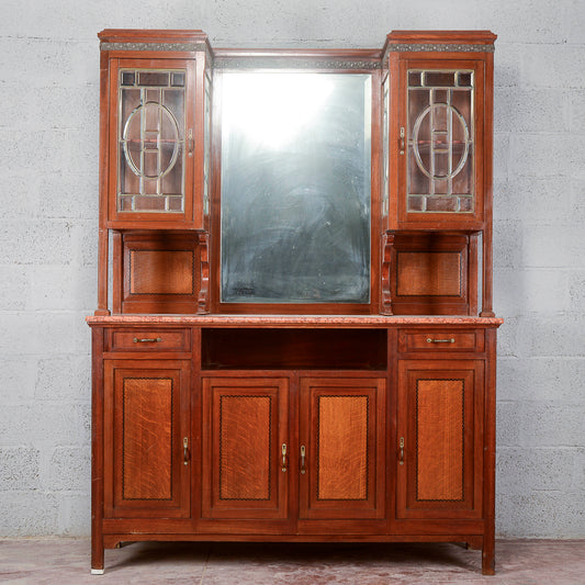 Credenza a 2 corpi con specchio e 2 cassetti