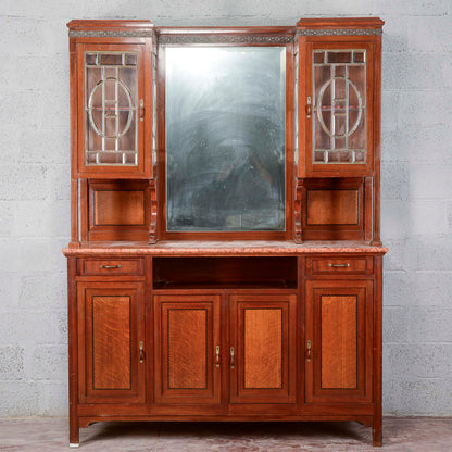 Credenza a 2 corpi con specchio e 2 cassetti