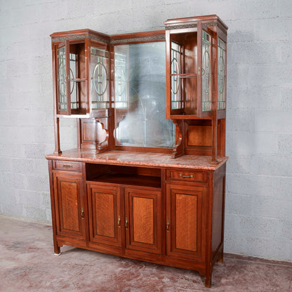 Credenza a 2 corpi con specchio e 2 cassetti