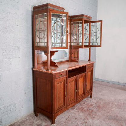 Credenza a 2 corpi con specchio e 2 cassetti