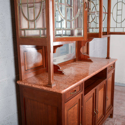 Credenza a 2 corpi con specchio e 2 cassetti