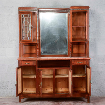Credenza a 2 corpi con specchio e 2 cassetti