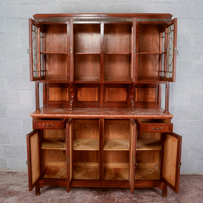 Credenza due corpi con vetrina e  4 ante