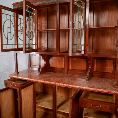 Credenza due corpi con vetrina e  4 ante
