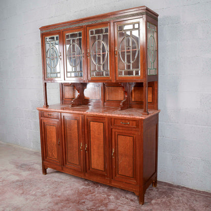 Credenza due corpi con vetrina e  4 ante