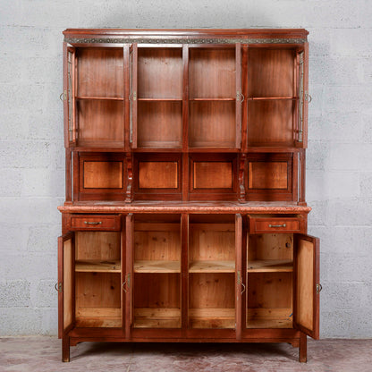 Credenza due corpi con vetrina e  4 ante