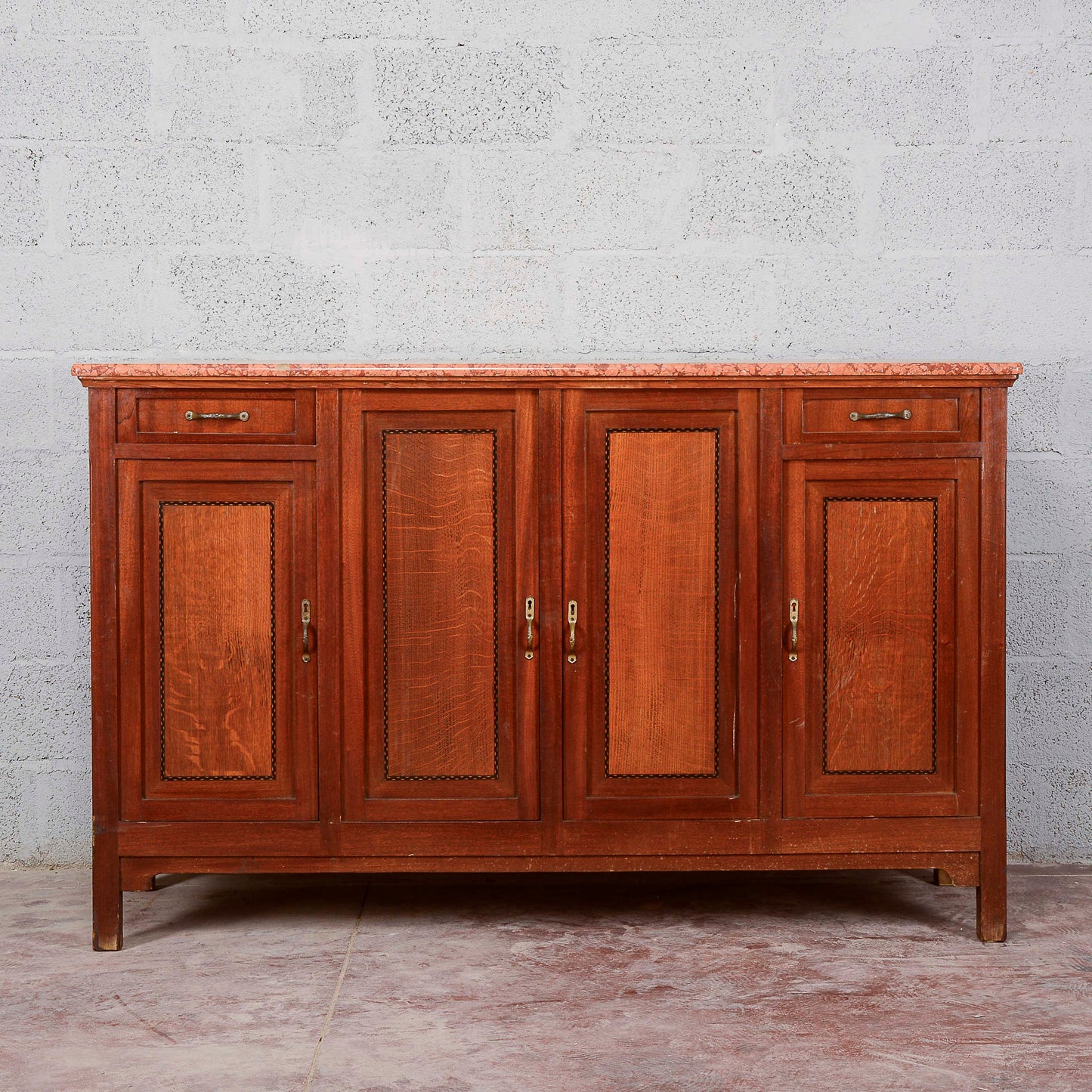 Credenza 4 ante 2 cassetti piano in marmo