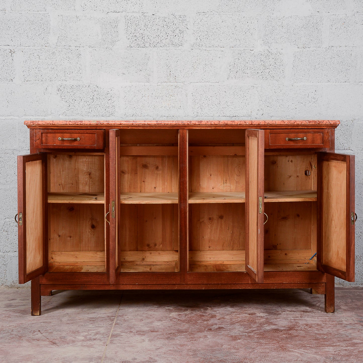 Credenza 4 ante 2 cassetti piano in marmo