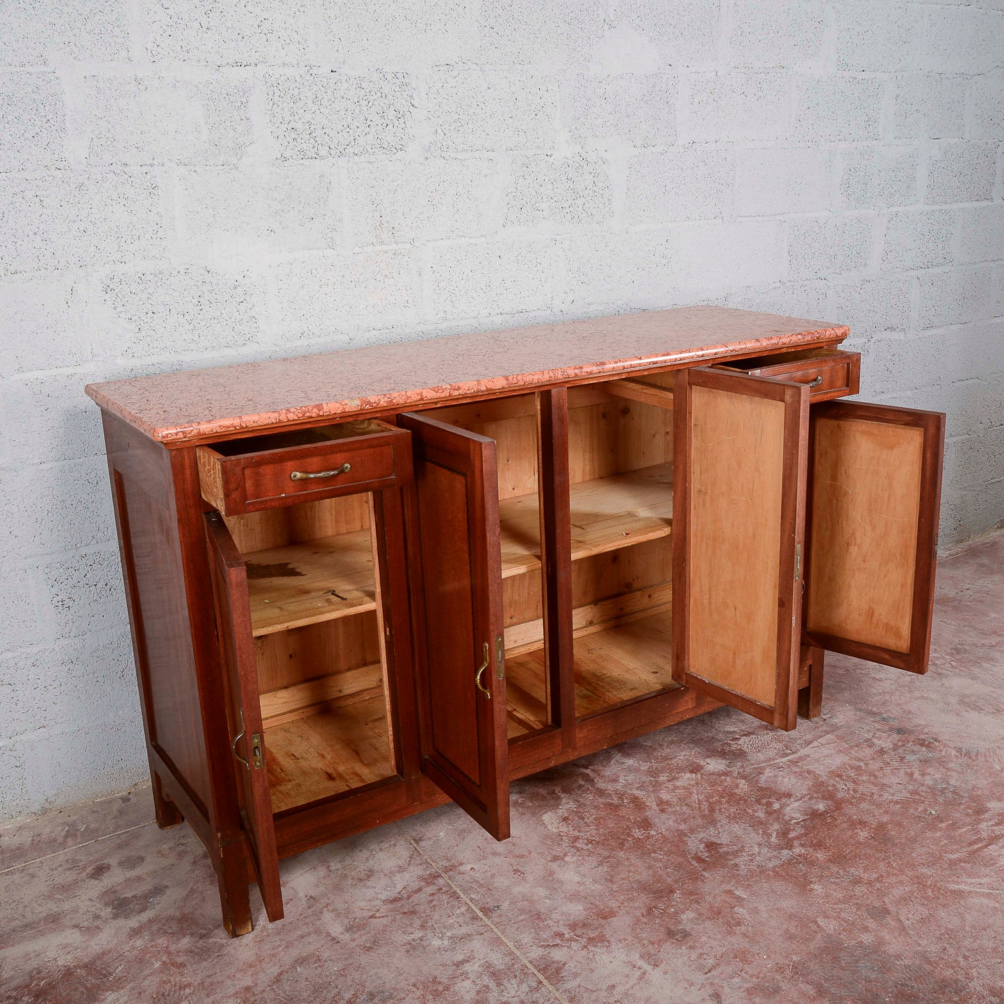 Credenza 4 ante 2 cassetti piano in marmo