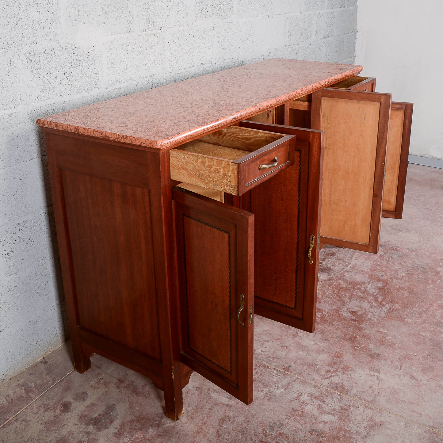 Credenza 4 ante 2 cassetti piano in marmo