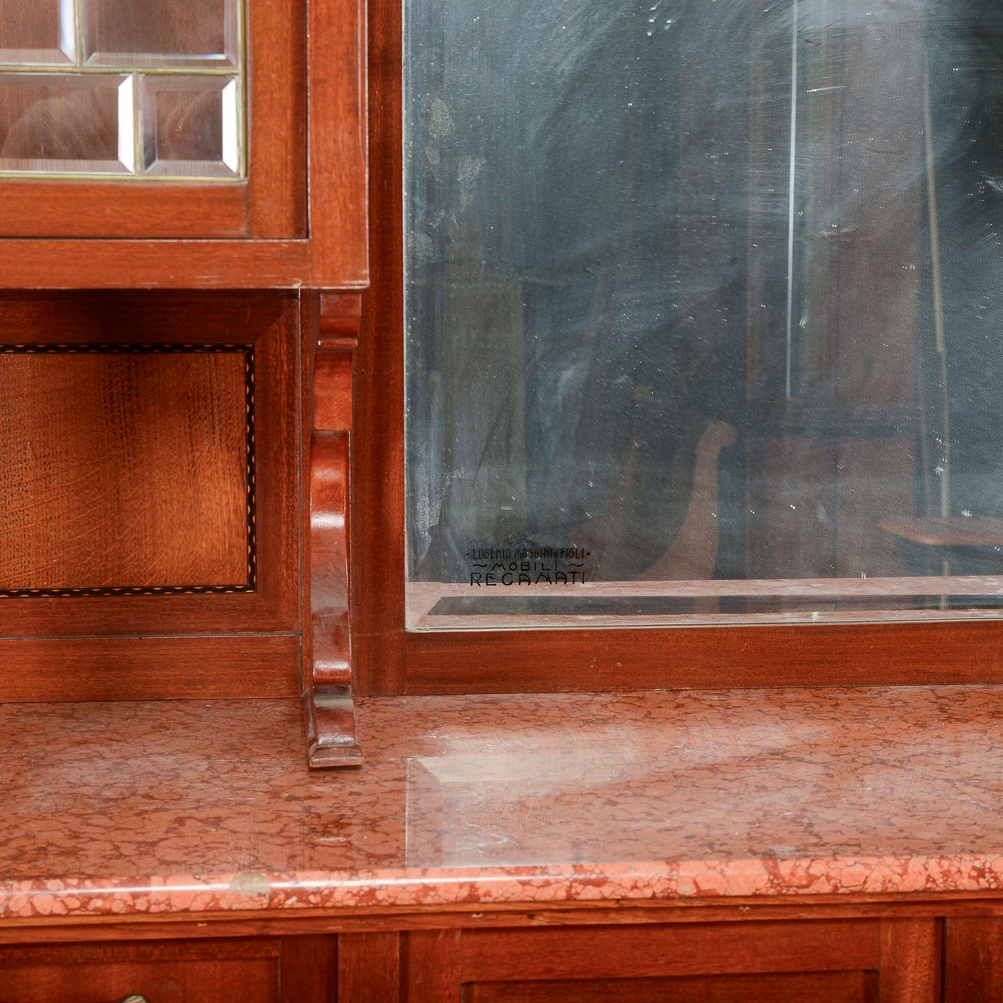 Credenza a 2 corpi con specchio e 2 cassetti