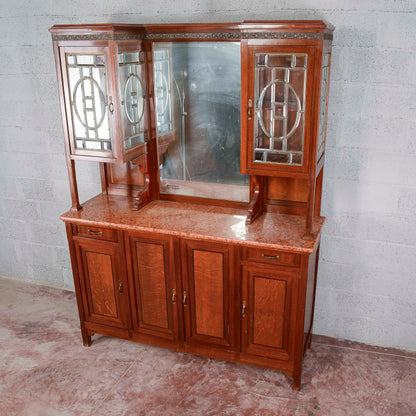 Credenza a 2 corpi con specchio e 2 cassetti