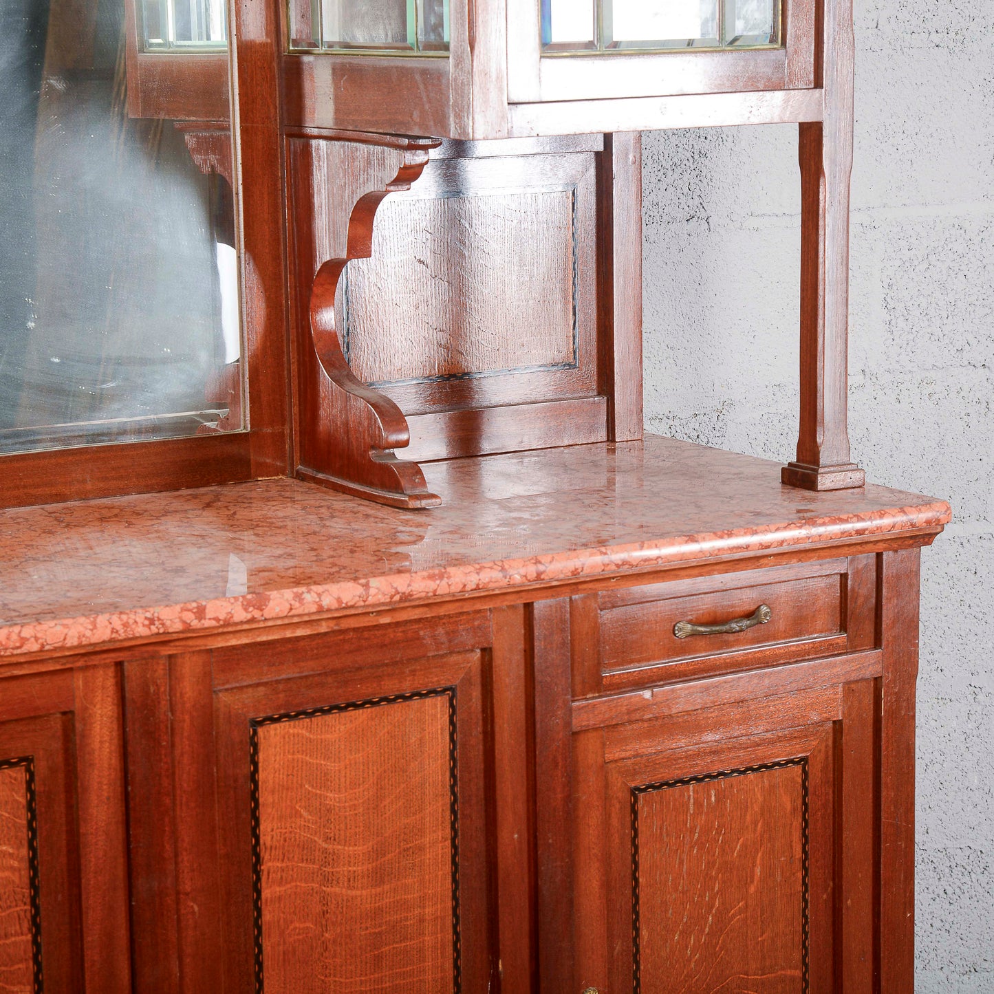 Credenza a 2 corpi con specchio e 2 cassetti