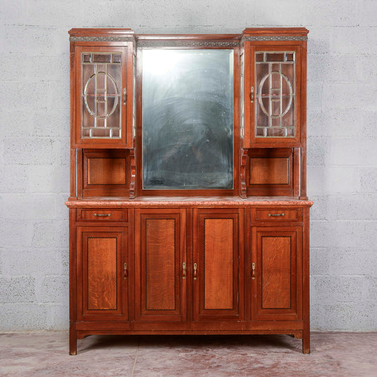 Credenza a 2 corpi con specchio e 2 cassetti