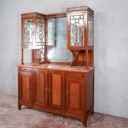 Credenza a 2 corpi con specchio e 2 cassetti