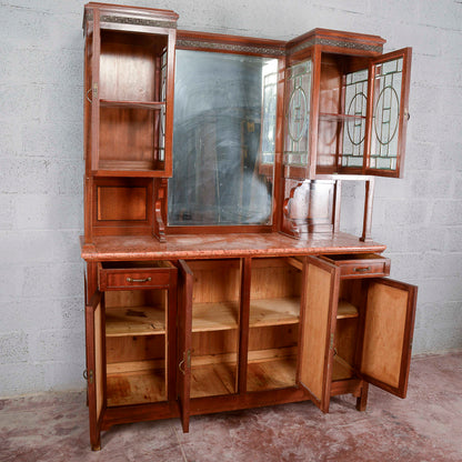 Credenza a 2 corpi con specchio e 2 cassetti