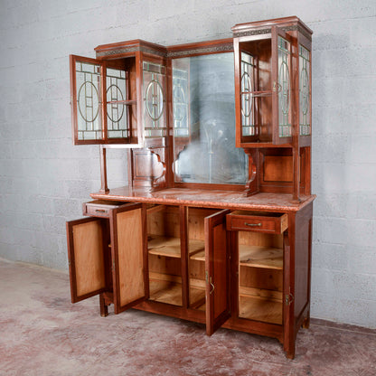 Credenza a 2 corpi con specchio e 2 cassetti