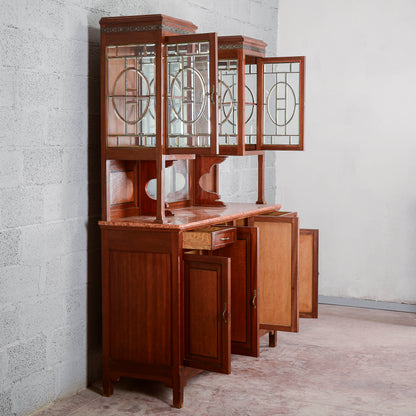 Credenza a 2 corpi con specchio e 2 cassetti