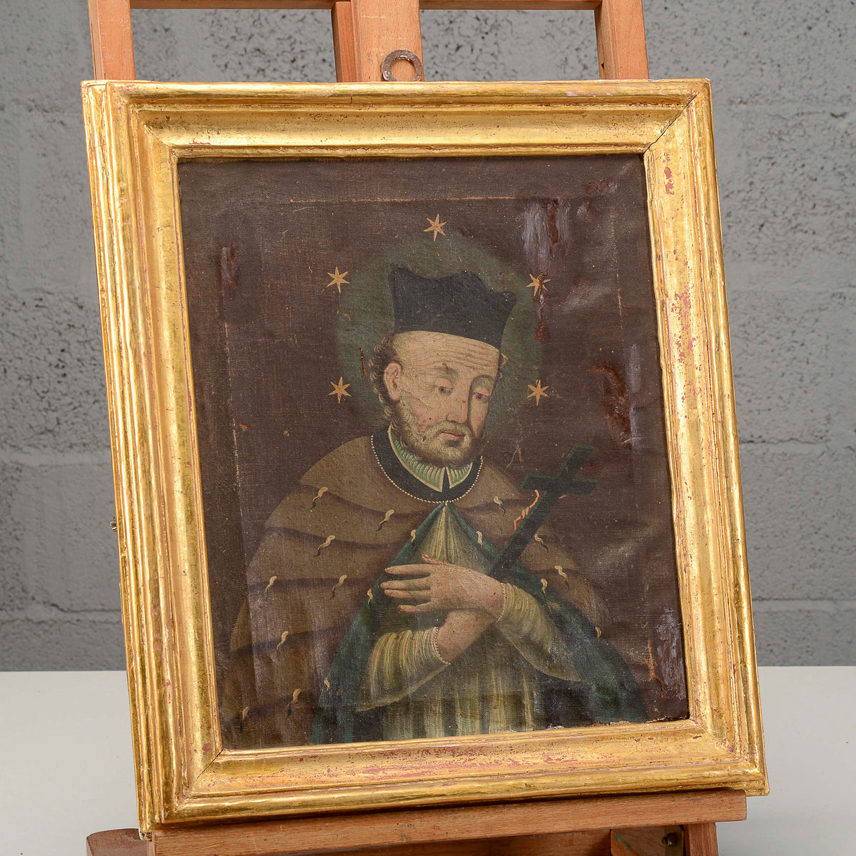 Antico quadro dipinto di Santo olio su tela Italia secolo XVIII