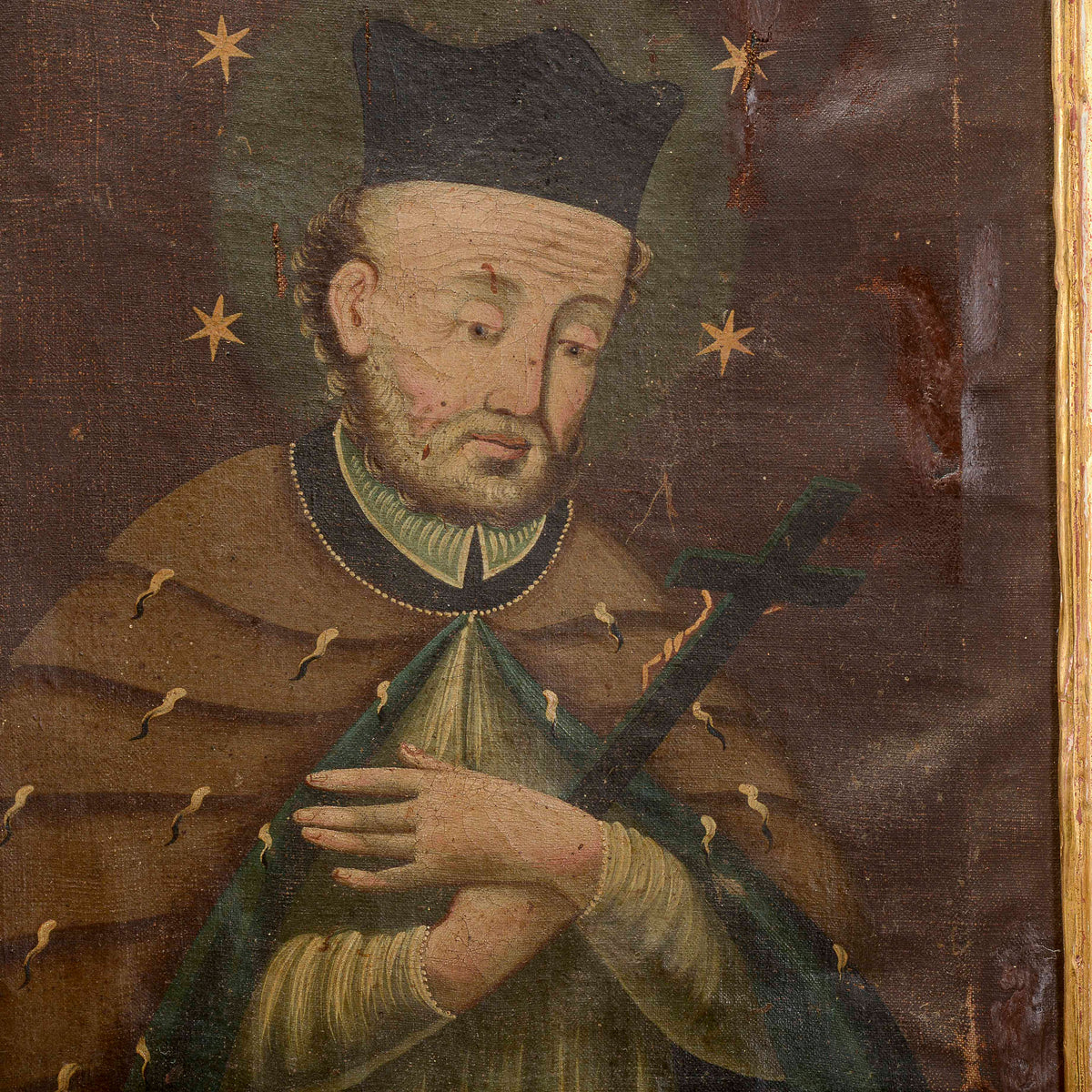 Antico quadro dipinto di Santo olio su tela Italia secolo XVIII