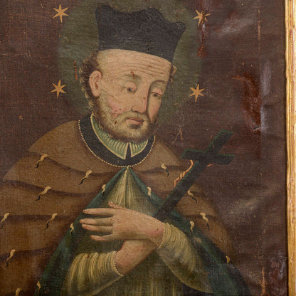 Antico quadro dipinto di Santo olio su tela Italia secolo XVIII