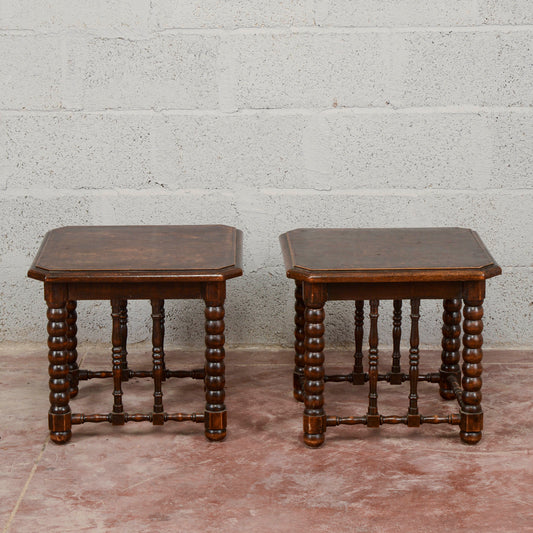 Coppia sgabelli legno intagliato tornito epoca 800