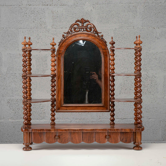 Etagere toletta mensoline piani e colonne tornite con specchio basculante
